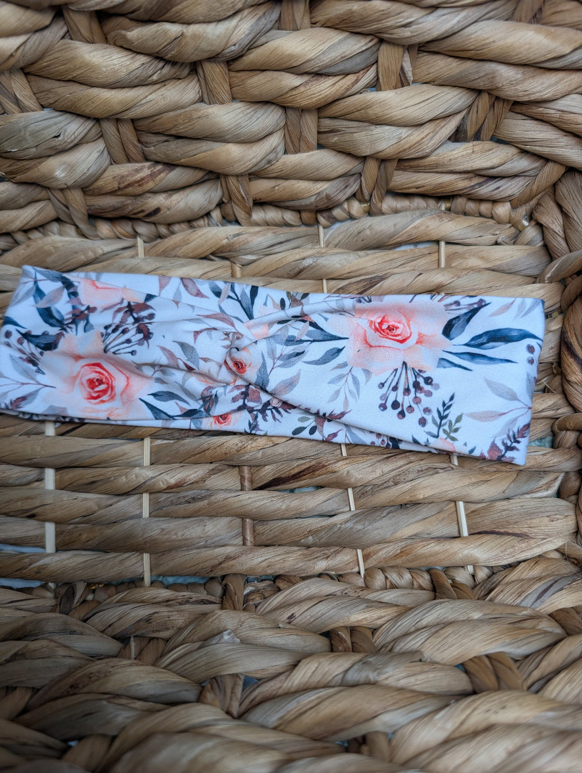 Bandeau motifs 61 Fleurs Rose&Gris