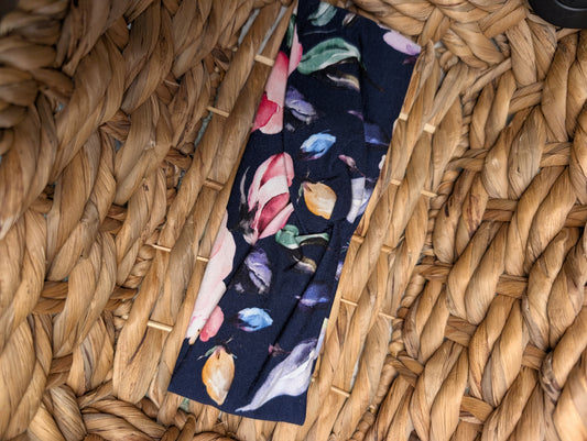 Bandeau motifs 65 fleurs aquarelle marine