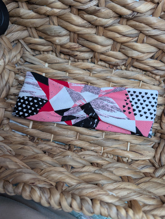 Bandeau motifs 78 triangles roses