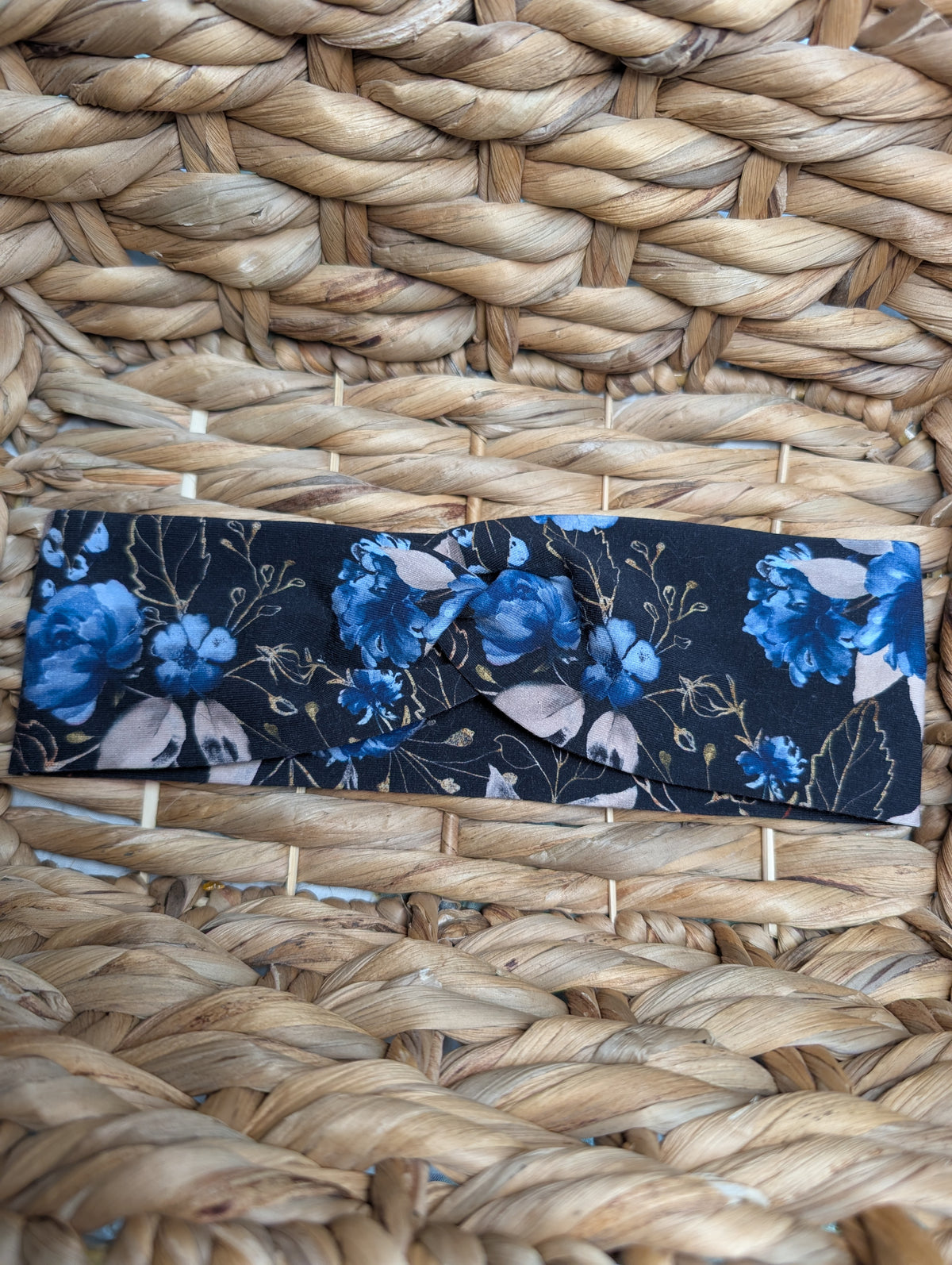 Bandeau motifs 40 fleur bleu &or