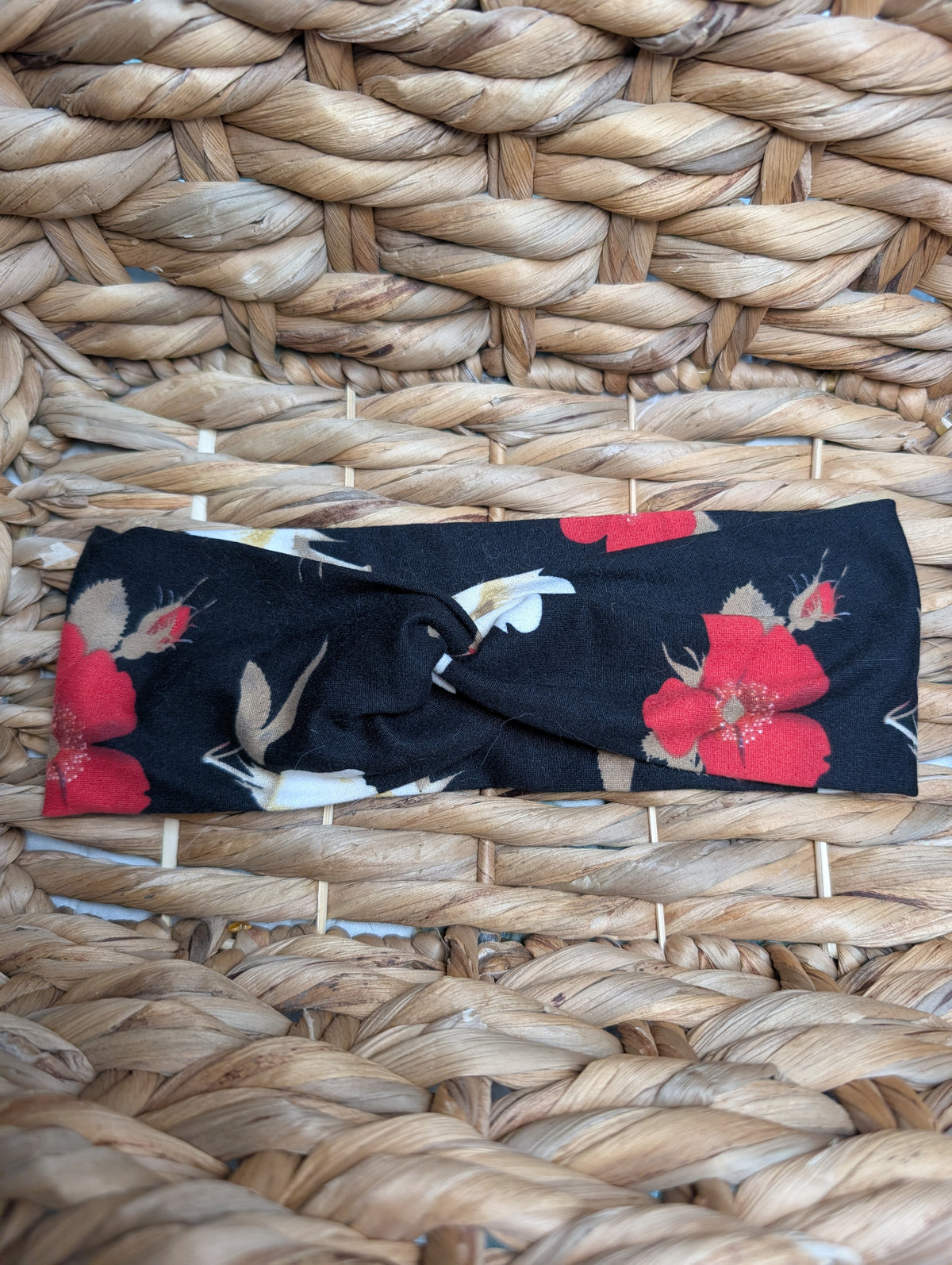 Bandeau motifs 36 fleur rouge rouge&beige