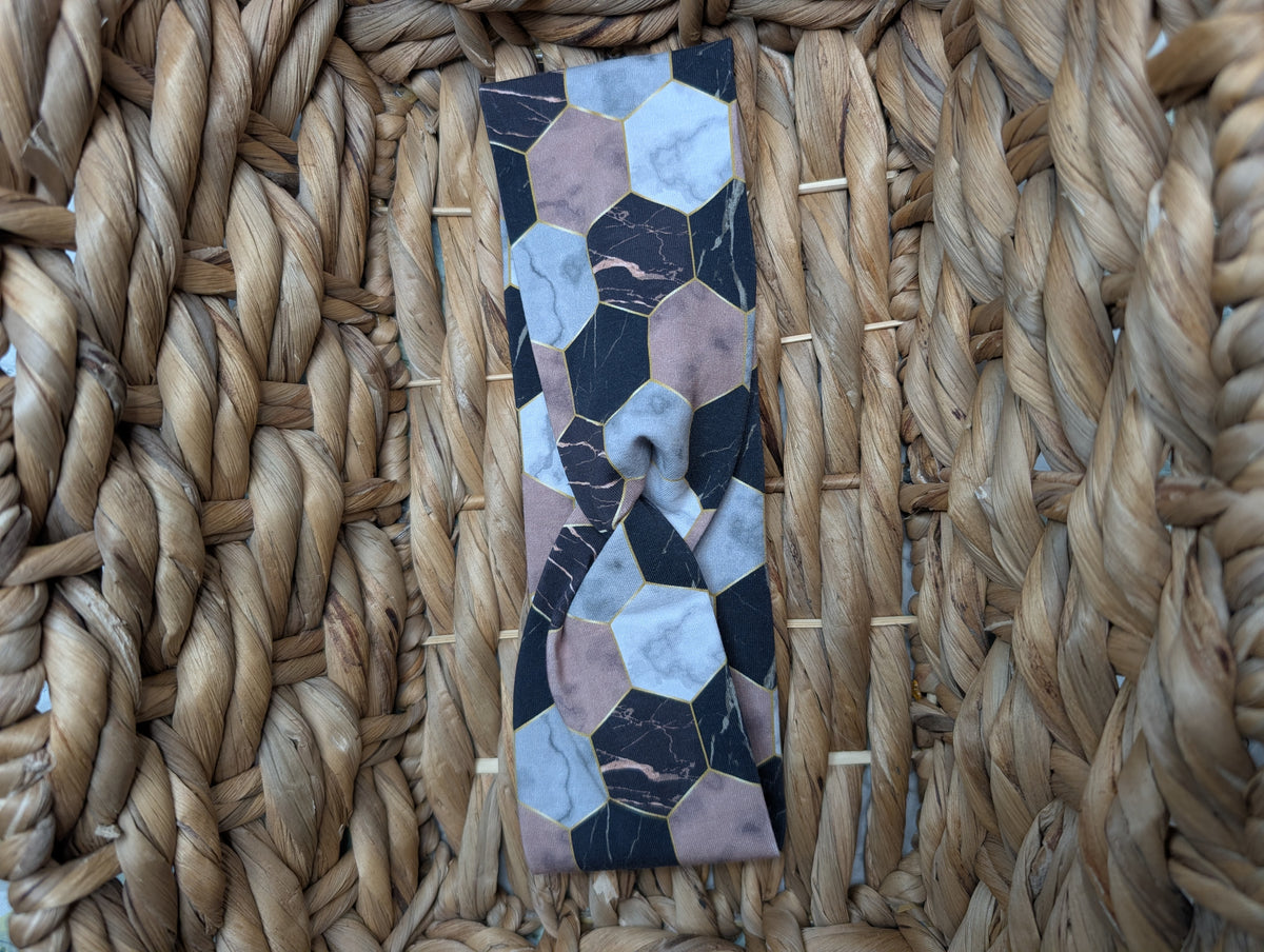 Bandeaux Motif 7. Géo rose et gris