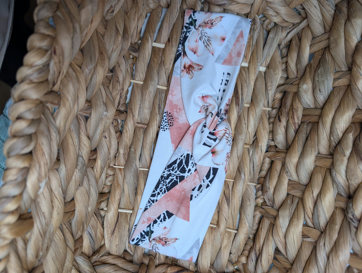 Bandeau motifs 53 fleurs Géo roses