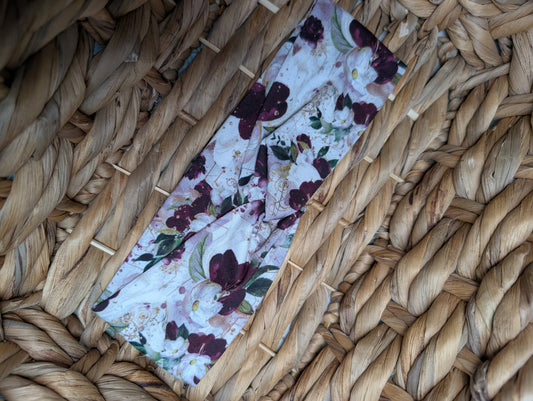 Bandeau motifs 70 fleurs bourgogne